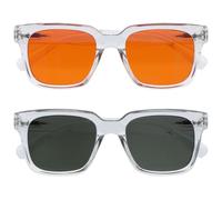 OPULIZERA Gafas de sol hombre y mujer - Lentes Polarizadas Naranjas/Verdes - Paquete de 2 - Protección UV - Antirreflectantes y Antideslumbrante - Claro