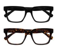 OPULIZERA Gafas luz azul mujer y hombre - Gafas de moda - pantalla ordenador con Antirreflectante y Antideslumbrante UV400 - Pacquete de 2 - Negro Marrón - +0,00