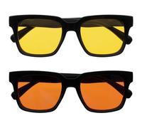 OPULIZERA Gafas luz azul mujer y hombre - Lentes amarillas (polarizadas) y naranjas - Antirreflectante Antideslumbrante UV400 - Paquete de 2 - Conducción Nocturna - Negro