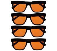 OPULIZERA Gafas luz azul mujer y hombre - Lentes Naranjas - Gafas filtro luz azul 99.9% - Antirreflectante y Antideslumbrante UV400 - Paquete de 4 - Juegos y dormir - Negro