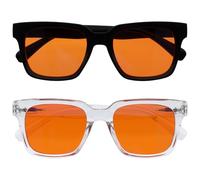 OPULIZERA Gafas luz azul mujer y hombre - Lentes Naranjas - Gafas filtro luz azul 99.9% - Antirreflectante y Antideslumbrante UV400 - Paquete de 2 - Juegos y dormir - Negro Claro