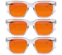 OPULIZERA Gafas luz azul mujer y hombre - Lentes Naranjas - Gafas filtro luz azul 99.9% - Antirreflectante y Antideslumbrante UV400 - Paquete de 3 - Juegos y dormir - Claro