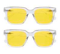 OPULIZERA Gafas luz azul mujer y hombre - Lentes polarizadas amarillas - Antirreflectante y Antideslumbrante UV400 - Paquete de 2 - Conducción Nocturna - Claro