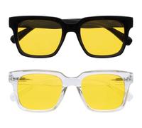 OPULIZERA Gafas luz azul mujer y hombre - Lentes polarizadas amarillas - Antirreflectante y Antideslumbrante UV400 - Paquete de 2 - Conducción Nocturna - Negro Claro