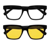 OPULIZERA Gafas luz azul mujer y hombre - Lentes polarizadas transparentes y amarillas - Antirreflectante y Antideslumbrante UV400 - Paquete de 2 - Conducción Nocturna - Negro
