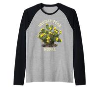 Opuntia Nopal Cactus Flor Ilustración Camiseta Manga Raglan
