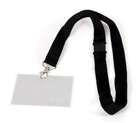 OPUS 2 - Cordón de tela negro con soporte de tarjeta de PVC transparente, 121280, 5 unidades