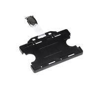 OPUS 2 Soporte de plástico duro para 2 tarjetas incluyendo clip de plástico, horizontal y vertical, 121285, negro, 24 unidades