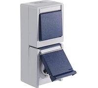 OPUS® RESIST - Interruptor con enchufe, diseño vertical, interruptor universal de encendido/apagado, color gris claro/azul acero