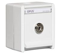 OPUS® RESIST - Toma de corriente con protección de contacto, 1 compartimento con cerradura, cierre "6", color blanco puro