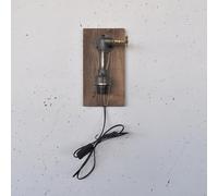 Opviq Aplique de pared industrial, madera maciza y negro, 30 x 14 x 12 cm, casquillo E27, máx. 200 W, interruptor de encendido/apagado en el cable, iluminación elegante para espacios modernos