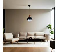 Opviq Chandelier ajustable elegante, cuerpo de metal, 25 cm de diámetro, 70 cm de altura, diseño blanco y negro, casquillo E27, máx. 40 W, perfecto para espacios modernos