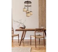 Opviq Chandelier de madera rústica, color vintage, 35 cm de diámetro, 80 cm de altura, ajustable, casquillo E27, máx. 40 W, pintura conducida electrostática en horno, perfecta para decoración del sur