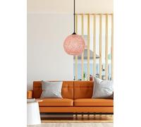 Opviq Chandelier de yute hecho a mano, rosa y marrón, gorra de 22 cm, cable ajustable, altura total 55 cm, E27 máx. 40 W, diseño bohemio y escandinavo, perfecto para cualquier espacio