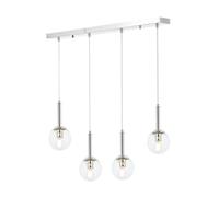 Opviq Chandelier escandinavo, acabado cromado, 90 cm de longitud, 70 x 13 cm, cuerpo de metal, tapa de cristal, 4 x E27 Max 6 W, elegante iluminación para espacios modernos