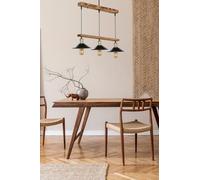 Opviq Chandelier rústico industrial, cuerpo de madera, 15 cm de diámetro, 80 cm de altura, ajustable, casquillo E27, marrón y negro, perfecto para decoración rústica y moderna