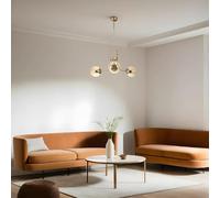 Opviq Elegant Amber & Gold Chandelier, Metal Body, 65 cm de diámetro, 70 cm de altura, E27 Max 40 W, IP20 | Perfecto para espacios de vida y comedor modernos