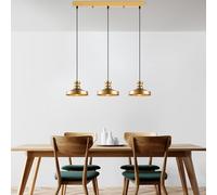 Opviq Elegant Gold Chandelier, Adjustable Height 29-109 cm, Metal Body, 72 x 22 x 109 cm | 3 x E27 Socket, Perfect for Modern Living Spaces | IP20 Rated