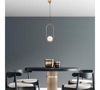 Opviq Elegant Gold Chandelier, Adjustable Height 66-146 cm, Metal Body with Glass Cap, Ø15 cm, E27 Socket, 90 cm Cable, Perfect for Modern Decor, IP20