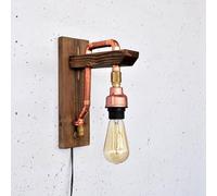 Opviq Elegant Wall Lamp, Solid Wood & Rose Gold 30 x 22 x 10 cm | E27 Socket, Max 200W | On/Off Switch on Cable | Stylish Lighting for Modern Spaces