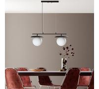 Opviq Elegante chandelier, altura ajustable 40-130 cm, cuerpo de metal con tapa de cristal, 2 x casquillo E27, placa base 37 x 5 x 3 cm, perfecta para decoración moderna