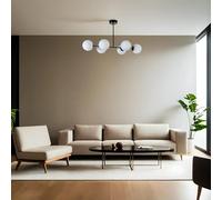 Opviq Elegante chandelier, blanco y negro, cuerpo de metal, 90 cm de longitud, diámetro de la tapa de 15 cm, casquillo E27, máx. 40 W, 220-240 V, iluminación elegante para espacios modernos