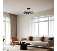 Opviq Elegante chandelier, color negro y humo, cuerpo de metal, 45 cm de diámetro, 30 cm de altura, casquillo E27 máx. 40 W, IP20, perfecto para espacios de vida modernos