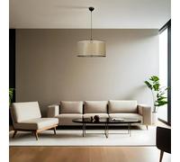 Opviq Elegante chandelier con cuerpo de metal y gorra de bambú, 45 cm de diámetro, altura ajustable, casquillo E27, acabado dorado y negro, perfecto para interiores modernos