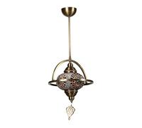Opviq Elegante chandelier con cuerpo de metal y tapa de cristal, 25 cm de diámetro, 65 cm de altura, casquillo E27, máx. 40 W, perfecto para decoración oriental y tradicional