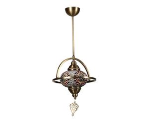 Opviq Elegante chandelier con cuerpo de metal y tapa de cristal, 25 cm de diámetro, 65 cm de altura, casquillo E27, máx. 40 W, perfecto para decoración oriental y tradicional