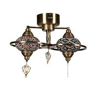 Opviq Elegante chandelier, cuerpo de metal con tapa de cristal, 44 cm de largo, 25/50 cm de diámetro, casquillo E27 máx. 40 W, perfecto para decoración tradicional y del sur