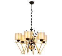 Opviq Elegante chandelier, cuerpo de metal con tapa de cristal, 95 cm de altura, 66 cm de diámetro, 6 bombillas E27 máx. 40 W, iluminación glamorosa para espacios modernos