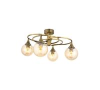 Opviq Elegante chandelier de cobre, 31 cm de largo, 60 cm de diámetro, cuerpo de metal, tapa de cristal, 4 x E27 Max 6 W, diseño moderno de glam para interiores con estilo