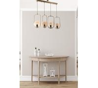 Opviq Elegante chandelier de cobre, 65 cm de largo, 18 cm de diámetro, 70 cm de altura, 100% metal, altura ajustable, casquillo E27, diseño glam escandinavo