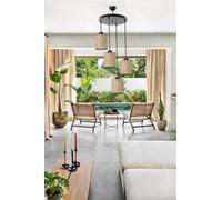 Opviq Elegante chandelier de ratán, 30 cm de diámetro, 70 cm de altura, casquillo E27 ajustable, máx. 40 W, diseño bohemio y escandinavo para espacios con estilo