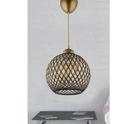 Opviq Elegante chandelier, negro y dorado, 22 cm de diámetro, 54 cm de altura, cuerpo de plástico, gorra de algodón, casquillo E27 (máx. 40 W), perfecto para decoración escandinava y campestre