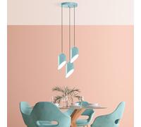 Opviq Elegante chandelier turquesa, cuerpo de metal, 40 cm de diámetro, altura ajustable de 75 a 121 cm, 3 enchufes E27, perfecto para espacios modernos, solución de iluminación elegante