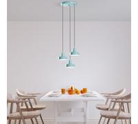 Opviq Elegante chandelier turquesa, cuerpo de metal, 45 cm de diámetro, altura ajustable de 75 a 108 cm, 3 casquillos E27, perfecto para decoración moderna, clasificación IP20