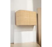 Opviq Elegante lámpara de pared beige, cuerpo de metal y tapa de tela, 31-21 cm de diámetro, 22 cm de altura, LED de 3 W, funciona con pilas, IP20, perfecta para decoración moderna