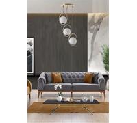 Opviq Glam Scandinavian Chandelier, 70 cm de altura, 30 cm de diámetro, 100% metal, blanco y cobre, casquillo E27, máx. 40 W, iluminación elegante para espacios modernos