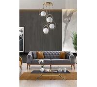 Opviq Glam Scandinavian Chandelier, 70 cm de altura, 30 cm de diámetro, 100% metal, blanco y cobre, casquillo E27, máx. 40 W, iluminación elegante para espacios modernos