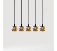 Opviq Lámpara colgante Gold 033, cristal transparente dorado, 5 luces lineales