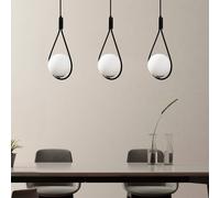 Opviq Lámpara colgante Mudoni MR-939 3 luces lineal negro/vidrio ópalo