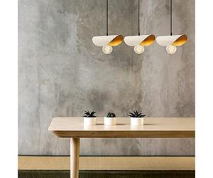 Opviq Modern Chandelier, blanco y dorado, 80 x 17 cm, altura: 106 cm | Iron Body, 3 x E27 Max 40 W | Glam & Scandinavian Design for Elegant Spaces