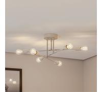Opviq Plafón Flower 177, blanco crema, metal, 6 luces