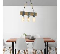 Opviq Rustic Nostalgia Chandelier, altura ajustable, 70 cm, nogal y negro, 55 x 9 cm, marco 100% árbol de fuego y metal, E27 máx. 40 W nergética