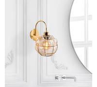 Opviq Safderun 402-A aplique de pared, dorado, pantalla de cristal transparente