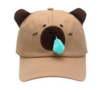 Opvonxeh Capybara Baseball Hat, Embroidered Cosplay Cap, Lindo Animal Accessory, Adjustable Funny Headwear for Showing Love and Humor During Birthday Easter Holiday Events, Brown