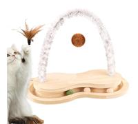 Opvonxeh Cat Scratcher Arch, Wooden Rotating Turntable Scratcher Toy, Pet Engagement Ball Track Toy, 15.35x7.48x14.17 Inches Scratching Board for Indoor Small Dogs, and Pets Resting and Playing