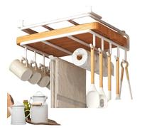 Opvonxeh Cutting Board Holder Under Cabinet, Stainless Steel Organizer, 26.5x25x7cm | 10.4x9.8x2.7in Punch- Utensil Hanger with Stable Hooks for Kitchen & Study Room